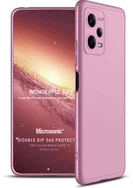 Xiaomi Redmi Note 12 Kılıf Double Dip 360 Protective Rose Gold