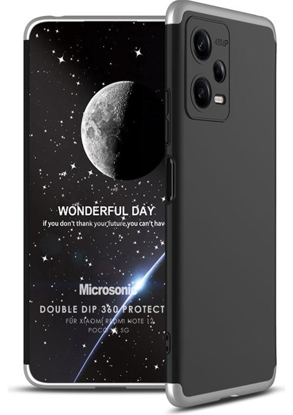 Xiaomi Poco X5 5g Kılıf Double Dip 360 Protective Siyah Gri