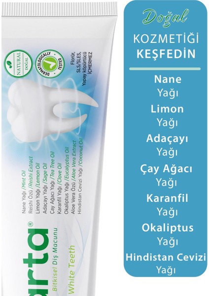 Doğal Bitki Özlü Florürsüz Diş Macunu 100 ML/130 gr x 3 Adet+ 20 ml Argan Kremi