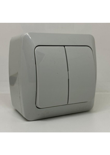 Eva Komütatör Ikili Anahtar Priz Nemliyer Sıva Üstü Gri