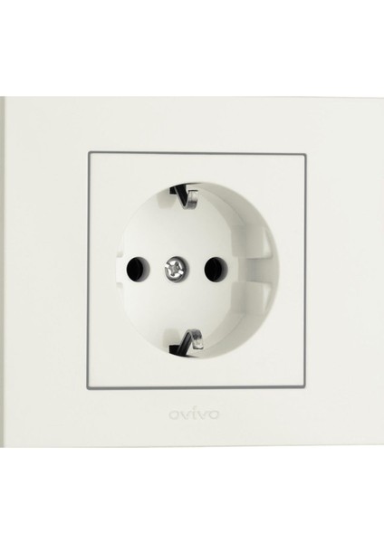 Beyaz Topraklı Priz Çerçeveli