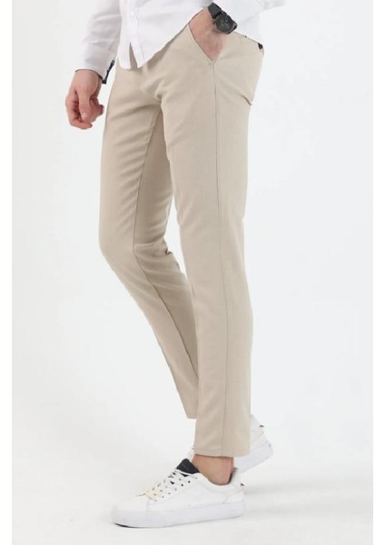 Erkek Krem Italyan Kesim Slim Fit Kaliteli Esnek Likralı Bilek Boy Kumaş Pantolon fiyatları