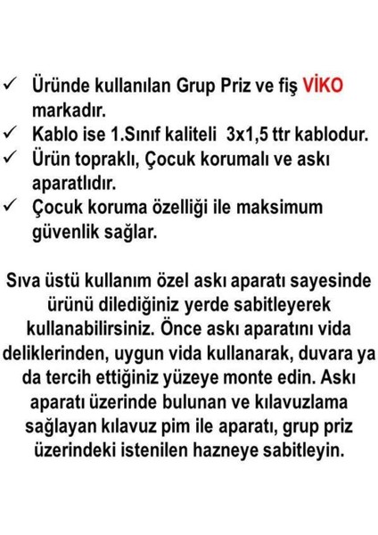 Ekonomik 3'lü Topraklı Çocuk Korumalı Grup Priz 15 Metre (Düz Fiş) modelleri