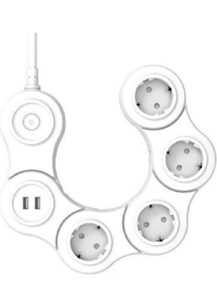 CT-3001 Kobra Akım Korumalı Hareketli 4'lü Grup Priz (2 USB Hızlı Şarj)