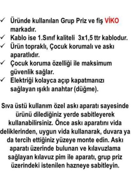 Ekonomik Siyah 3'lü Anahtarlı Topraklı Çocuk Korumalı Grup Priz 9 Metre Kablo modelleri