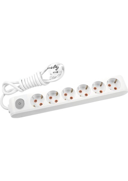 Ekonomik 6'lı Anahtarlı Grup Priz Topraklı Çocuk Korumalı 6 Metre Kablo