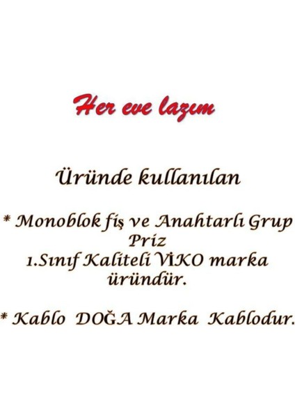 Ekonomik 2'li Grup Priz Topraklı Çocuk Korumalı 6 Metre Kablo