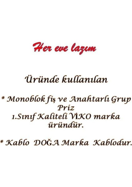 Ekonomik 2'li Grup Priz Topraklı Çocuk Korumalı 9 Metre Kablo fırsatları