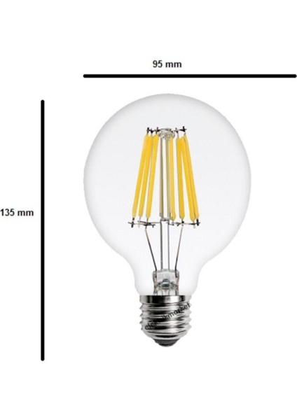 6 Watt Flament LED Ampul G95 Glop Şeffaf Gunışığı CT-4354