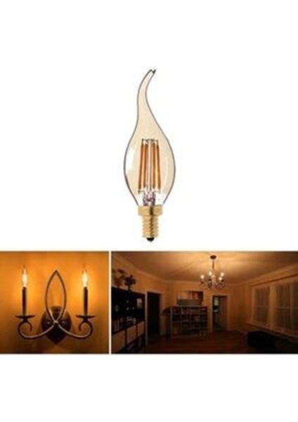 6 Adet CT-4281 4W E14 Rustik LED Dekoratif Kıvrık Buji Ampul