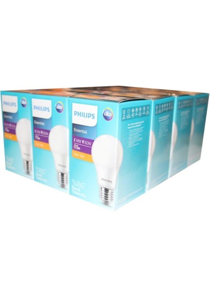 Essential 8W - 60W LED Ampul E27 Sarı Işık 12'li