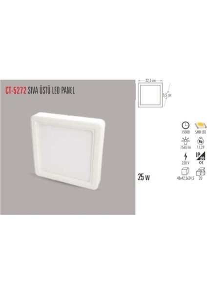 CT-5272 24W S/u Panel LED Armatur fiyatları