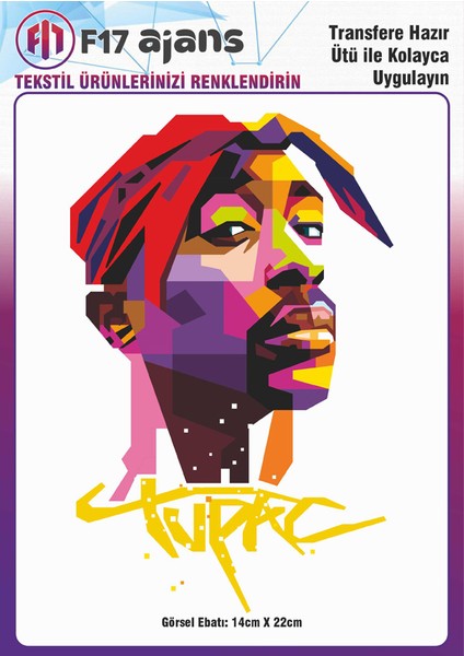 Ütü ile Yapışan Tekstil Dtf Baskı Görseli Tupac