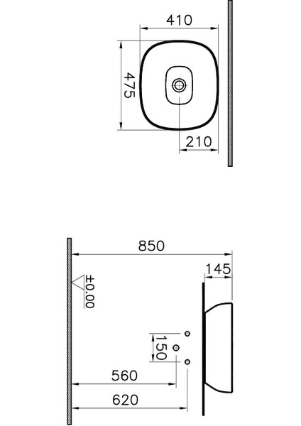 Outline 48 cm Mat Bej Kare Lavabo 5994B420-0016