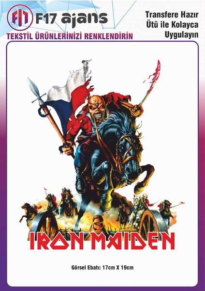 Ütü ile Yapışan Tekstil Dtf Baskı Görseli Iron Maiden