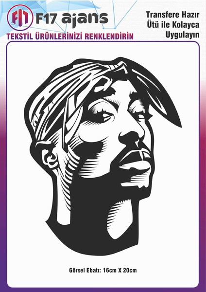 Ütü ile Yapışan Tekstil Dtf Baskı Görseli Tupac