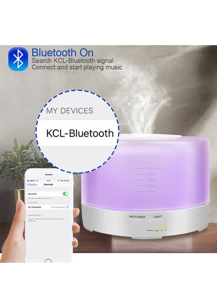 500 ml Bluetooth Müzik Aroma Difüzör LED Renk Değiştirme 12 W Ev Ultrasonik Nemlemdirici (Yurt Dışından) modelleri