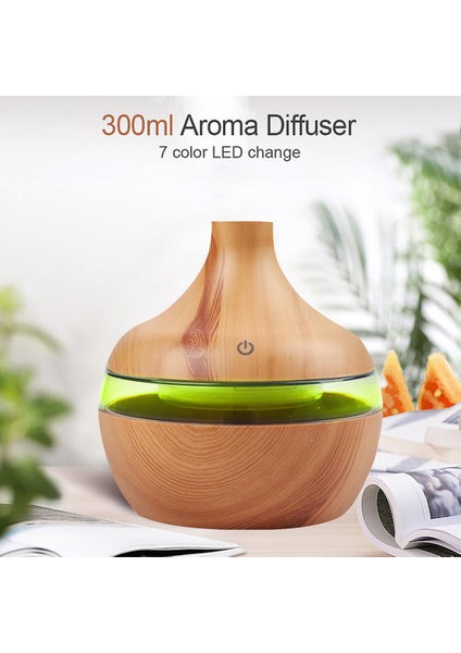 Hava Ev Temel Aroma Yağı Difüzör Ultrasonik Ahşap Tahıl Mist Makinesi Akıllı Dokunuşlu USB Humidificador Nemlemdirici (Yurt Dışından)