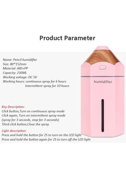 Kalem USB Ultrasonik Aromaterapi Hava LED Işık Aroma Difüzör Mist Maker Sisleyici Mini Araba Hava Arıtma Nemlemdirici (Yurt Dışından)