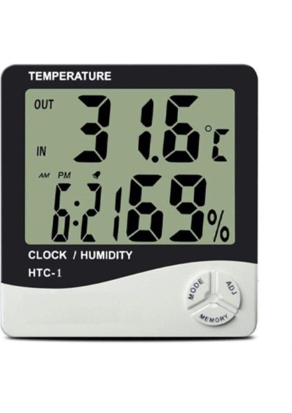 Masaüstü Dijital Termometre Nem Ölçer Saat