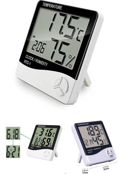 Masaüstü Dijital Termometre Nem Ölçer Saatli