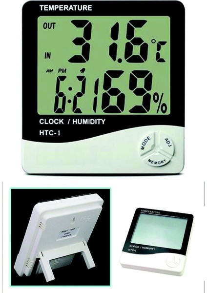 Masaüstü Dijital Termometre Nem Ölçer Saat