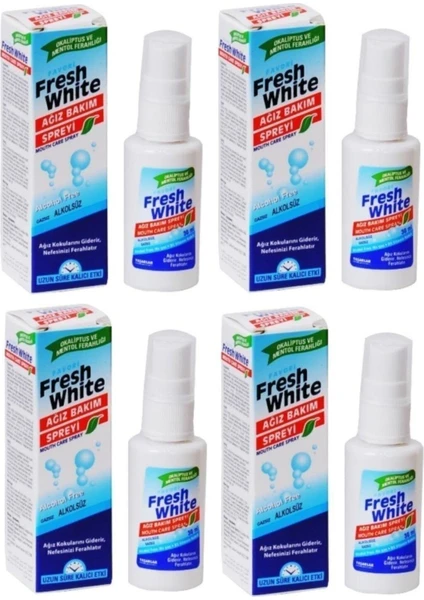 Fresh White Fresh   Ağız Kokusu Giderici Önleyici Sprey 4 Adet 30 ml