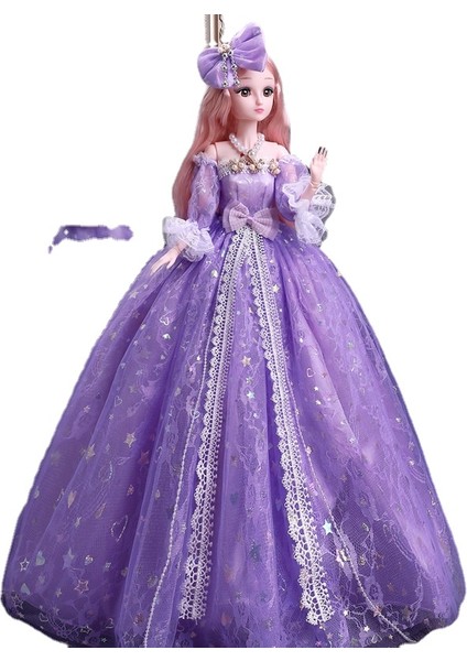 60CM Barbie Bebek Kutulu Oyuncak Seti - Mor (Yurt Dışından)