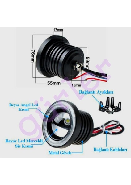 Carub 76 mm Mercekli Angel Sis Takım Beyaz Renk fiyatları