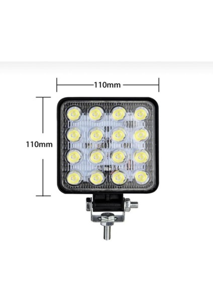 Mircar Kare Off Road Iş Makinesi Kamyon Traktör Projektör Çalışma ve Sis Lambası 16 LED 48 W Uyumlu Off Road
