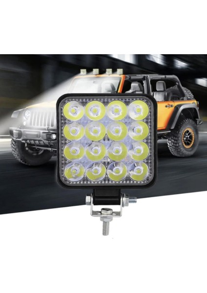 Mircar Kare Off Road Iş Makinesi Kamyon Traktör Projektör Çalışma ve Sis Lambası 16 LED 48 W Uyumlu Off Road fiyatları
