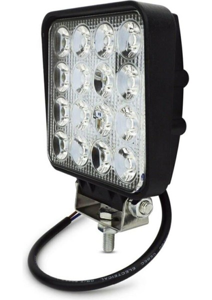 Sahlan 16 LED Off Road Kare Çalışma Lambası Sis Lambası Projektör Gündüz Farı 48 Watt