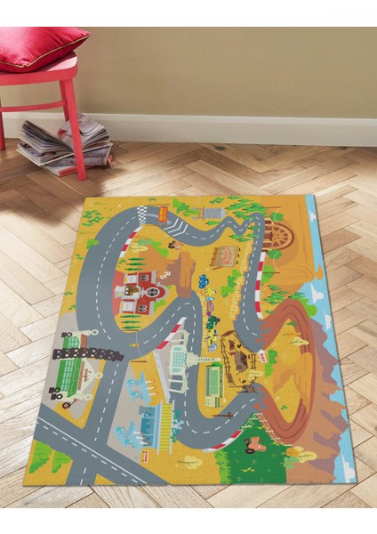 Mira 961 Çocuk Odası Yol Temalı Dokuma Taban Halı