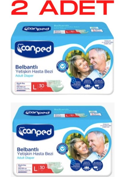Belbantlı Yetişkin Hasta Bezi 100-150 cm L Beden 60 ( 2 Paket Gönderilecektir)
