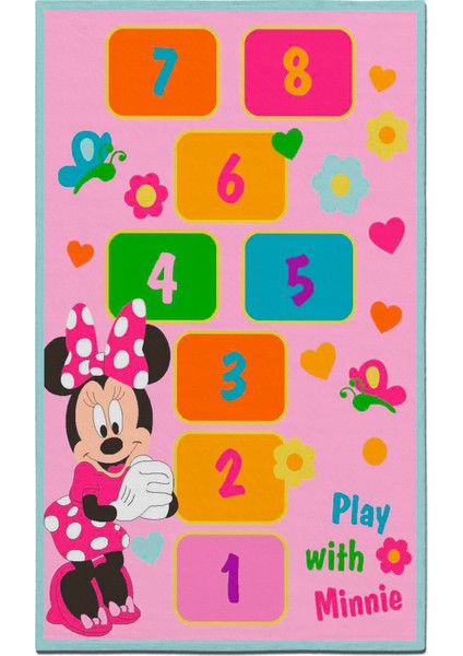 Mira 967 Pembe Minnie Mouse Çocuk Oyun Temalı Dokuma Taban Halı