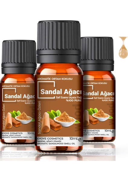 Sandal Ağacı Esansiyel Yağ Oda Kokusu 3 Adet 10ML Set Aromatik Buhardanlık Difüzör Uçucu Yağ