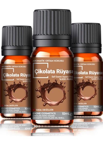 Çikolata Rüyası Oda Kokusu 3 Adet 10ML Set Aromatik Buhardanlık Difüzör Uçucu Esansiyel Yağ