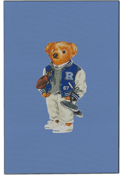 mira 952 Teddy Bear Mavi Desenli Dokuma Taban Halı