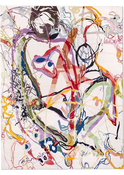 mira 1250 Message Rastegele Karalama Figürlü Çok Renkli Dokuma Taban Halı