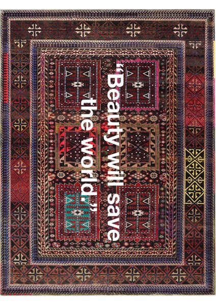 mira 1244 Vintage Beauty Will Yazılı Çok Renkli Dokuma Taban Halı