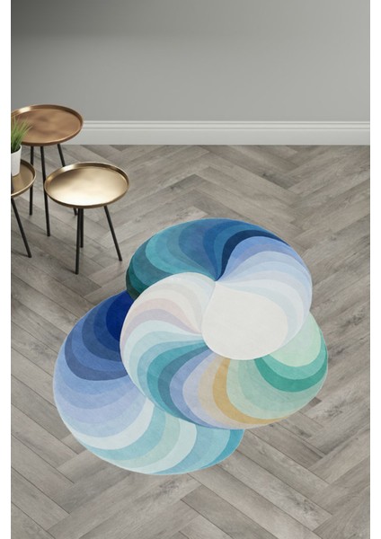 Mira 1192 Mavi ve Tonları Soyut Oval Halı fiyatları