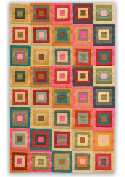 mira 1225 Geometrik Desenli Pastel Renkli Baskılı Dokuma Taban Halı