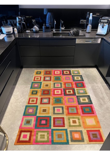 mira 1225 Geometrik Desenli Pastel Renkli Baskılı Dokuma Taban Halı modelleri