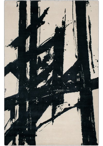 mira 1180 Bej Siyah Modern Soyut Desenli Dokuma Taban Halı