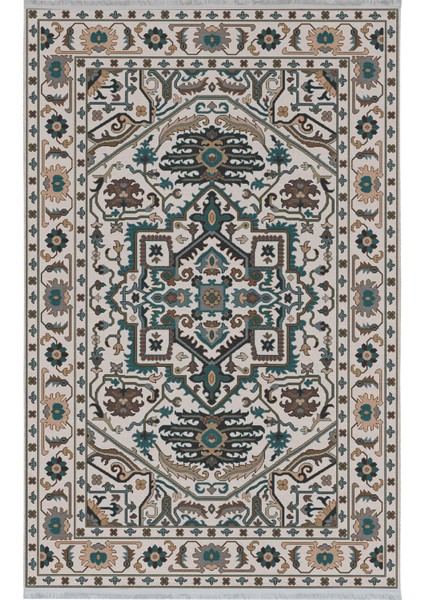 Mira Vintage 2118 Bej Yeşil Otantik Dokuma Taban Halı