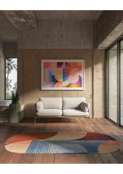 mira 1106 Minimalist ve Geometrik Avrupa Stili Çok Renkli Dokuma Taban Halı