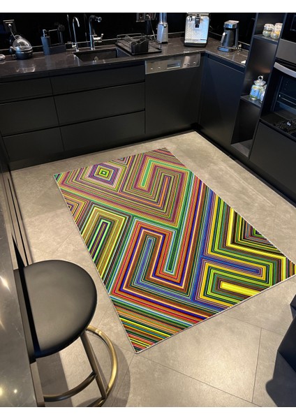 mira 1103 Geometrik Desenli Çok Renkli Modern Dokuma Taban Halı
