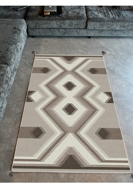 mira 1178 Bej Kahverengi Etnik Desenli Püsküllü Dokuma Taban Halı fiyatları