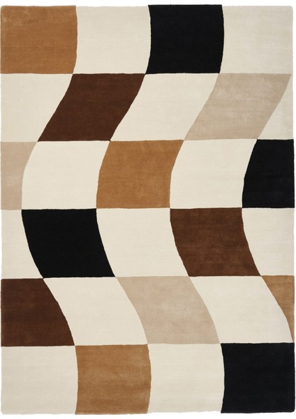 mira 1102 Kahverengi Siyah ve Bej Dama Temalı Çok Renkli Dokuma Taban Halı fiyatları