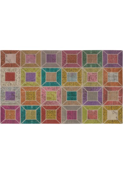 mira 969 Patchwork Çok Renkli Pastel Dokuma Taban Halı